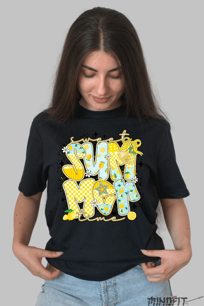 Tricou de Vara Vesel si Colorat dama negru fata