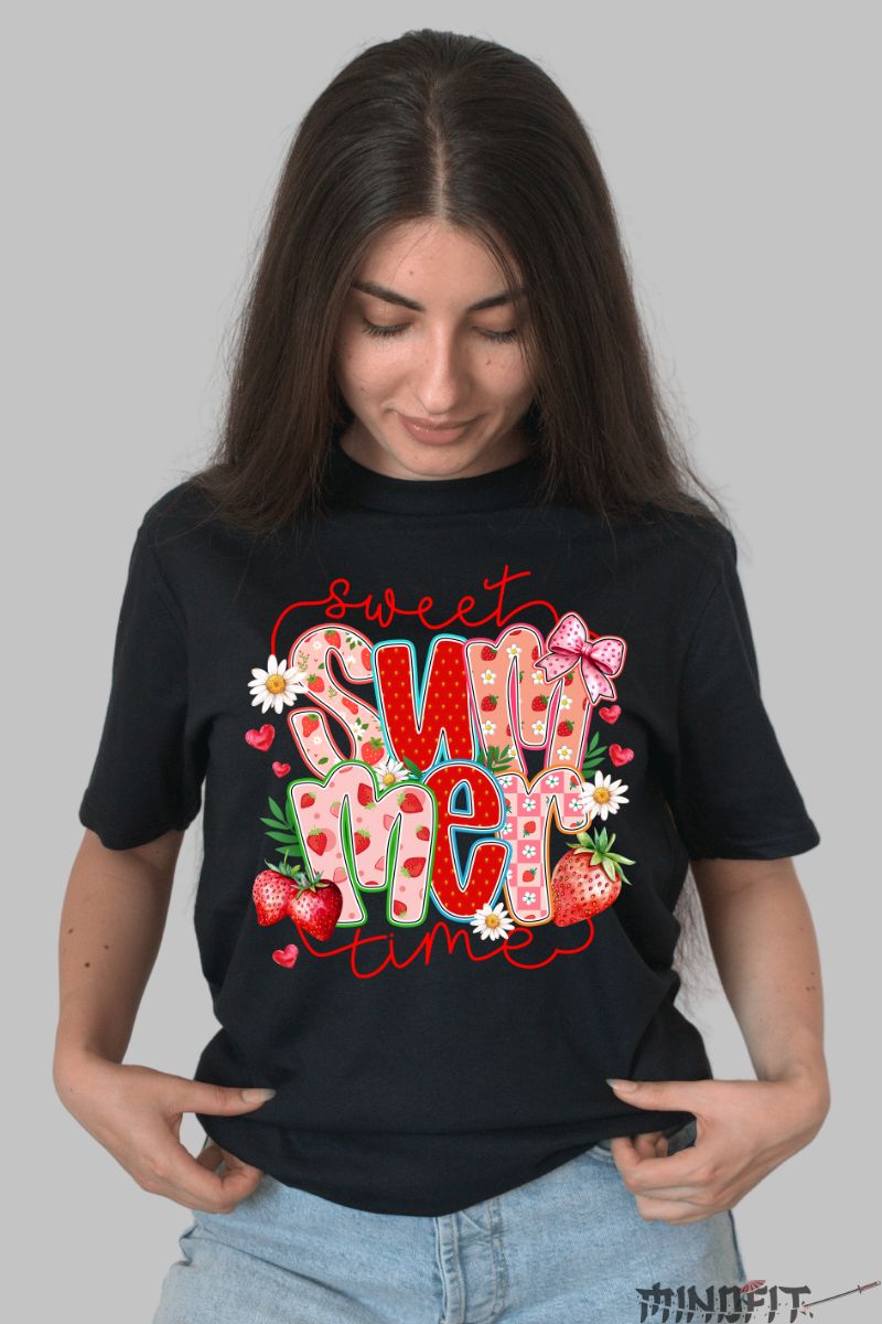 Tricou de Vara cu Mesaj dama negru fata