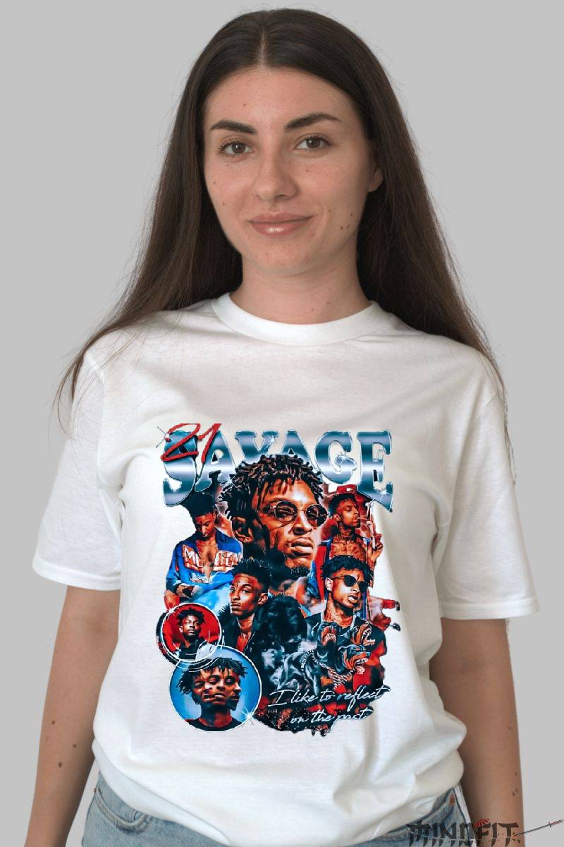 Tricou personalizat 21savage dama alb fata