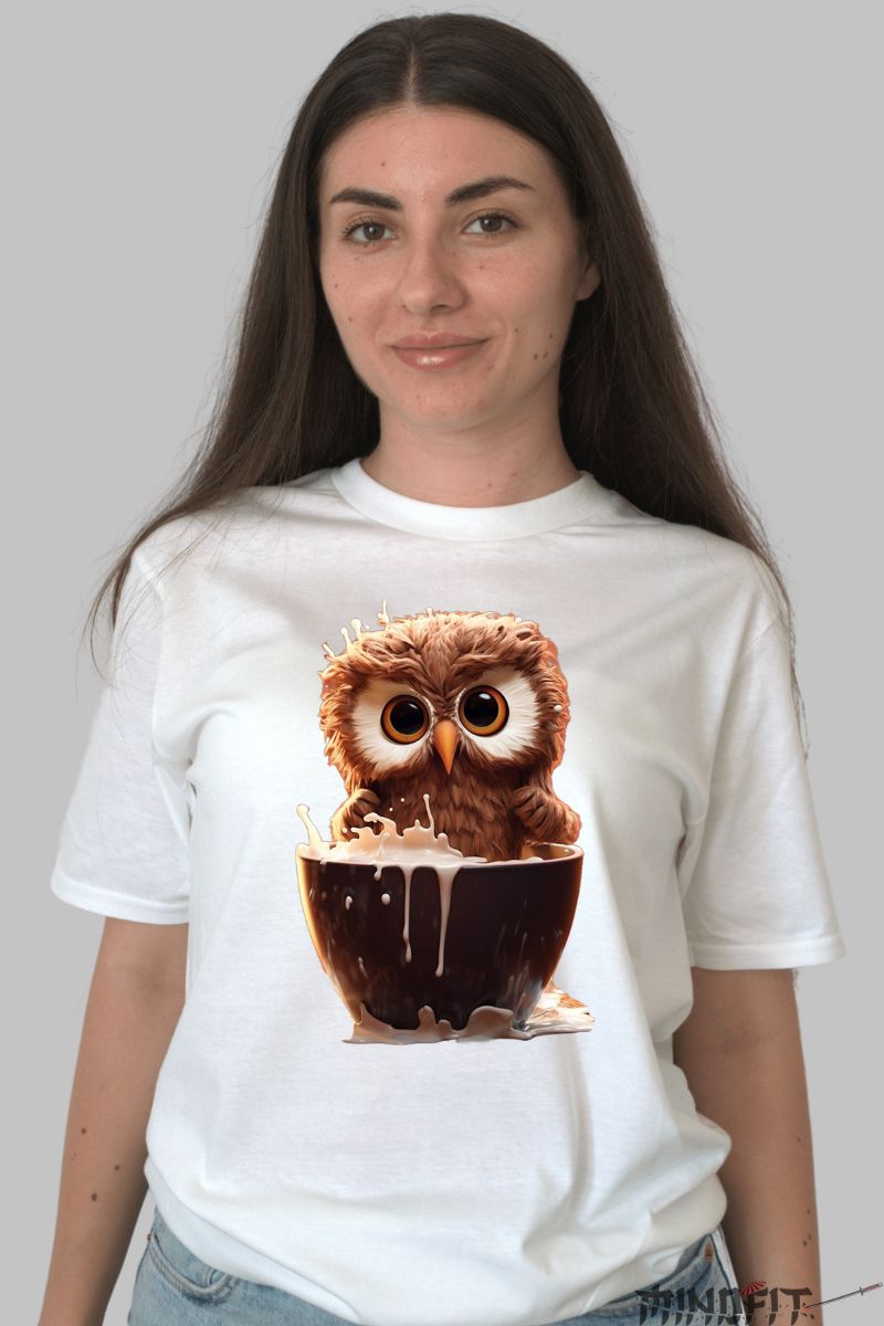Tricou personalizat Bufnita Haioasa dama alb fata 1