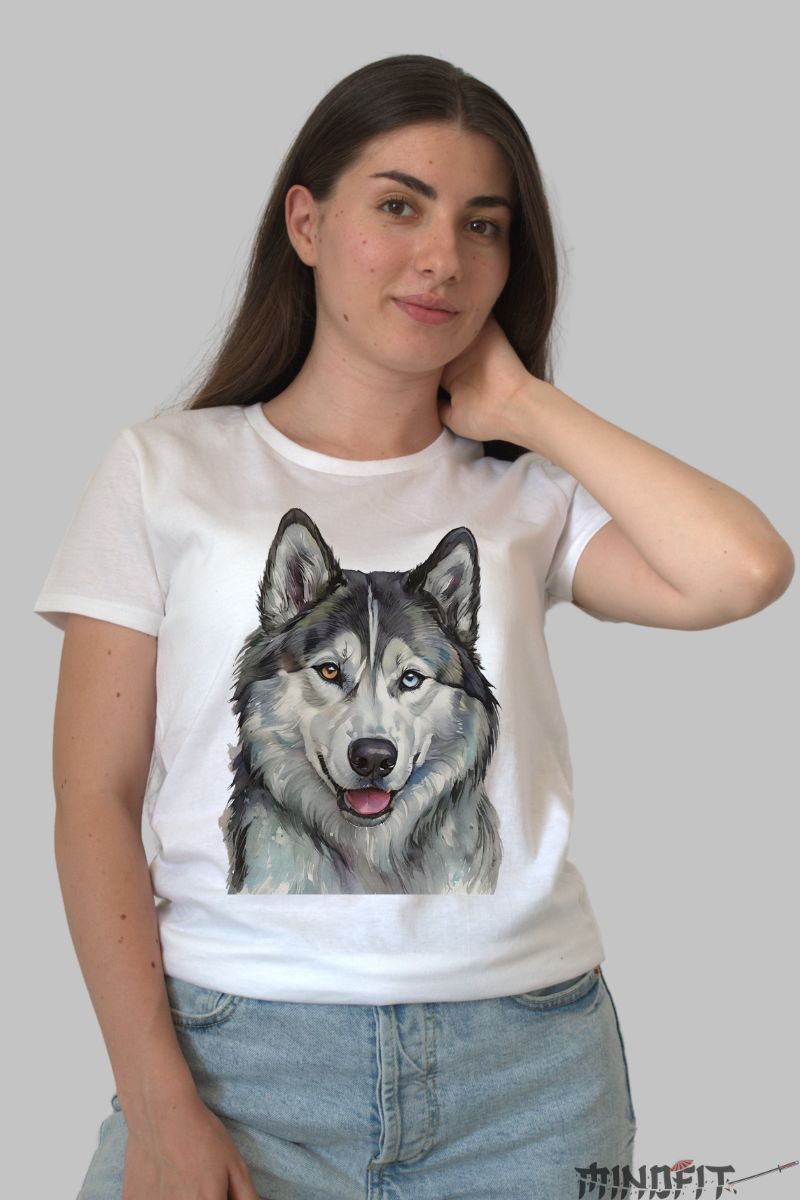 Tricou caine husky dama alb