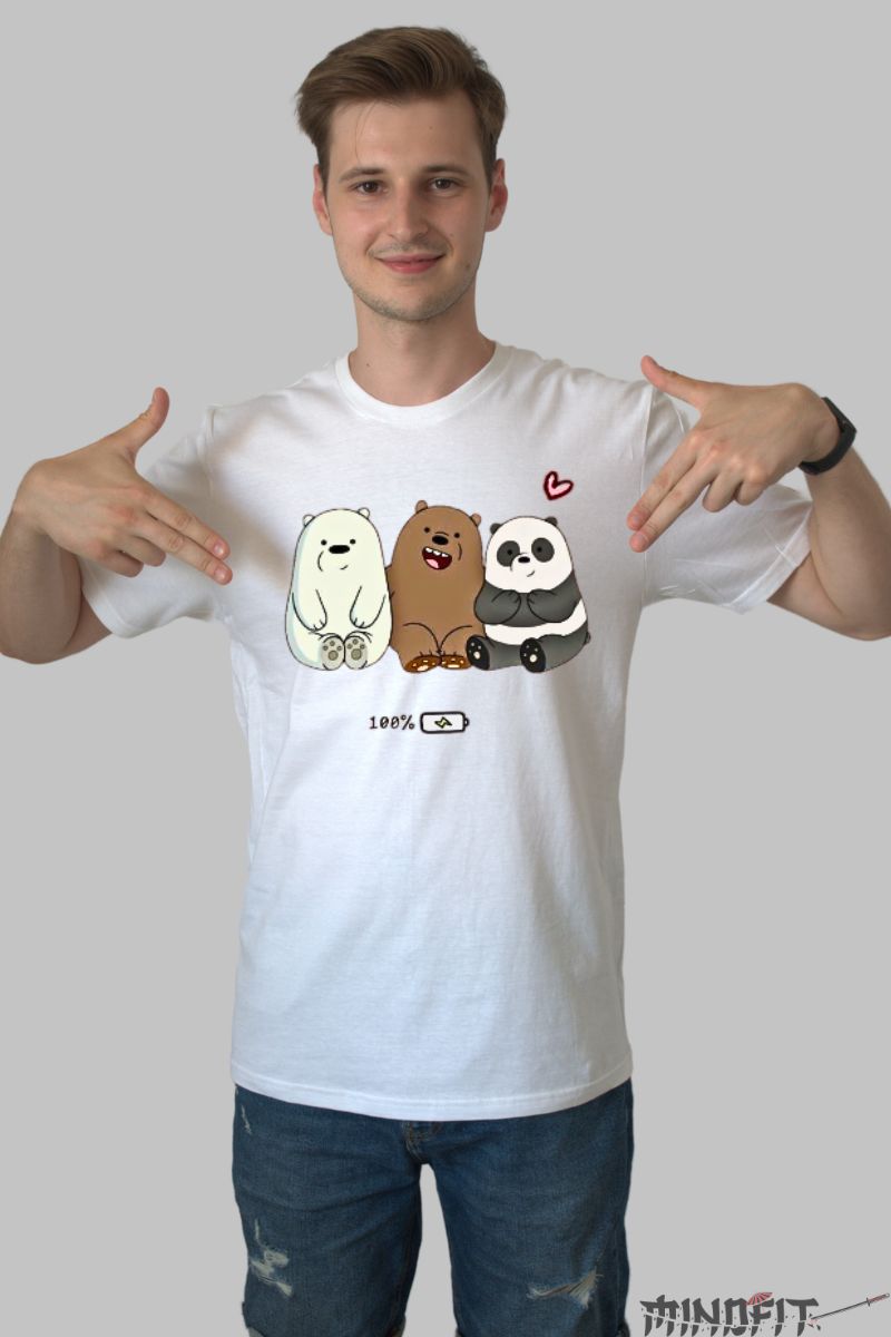 Tricou bear friends barbat alb fata