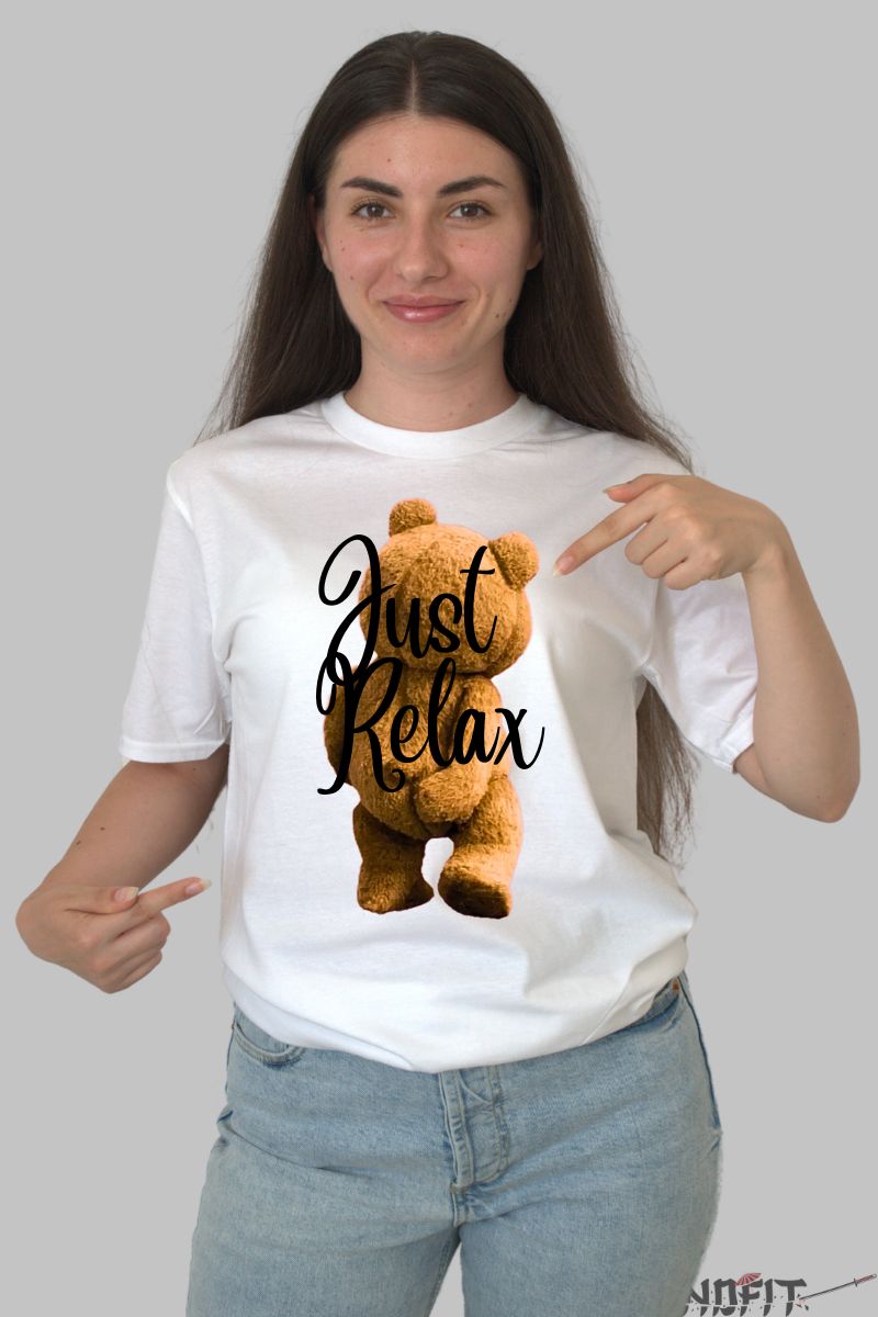 Tricou personalizat ursulet de plus Ted dama alb fata