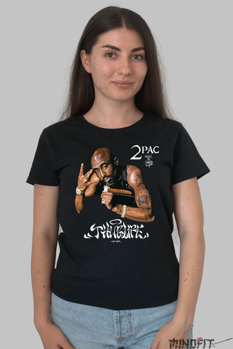 Tricou tupac legend dama negru fata
