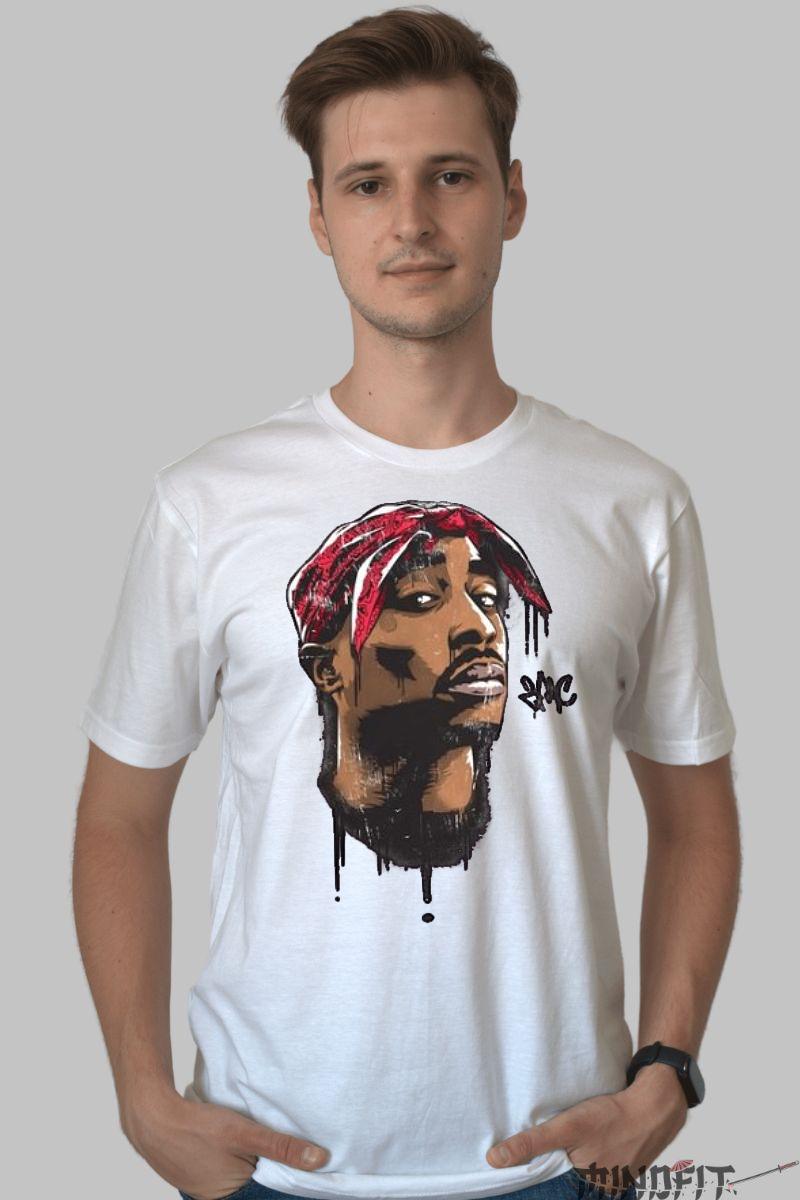 Tricou tupac real vision barbat alb fata