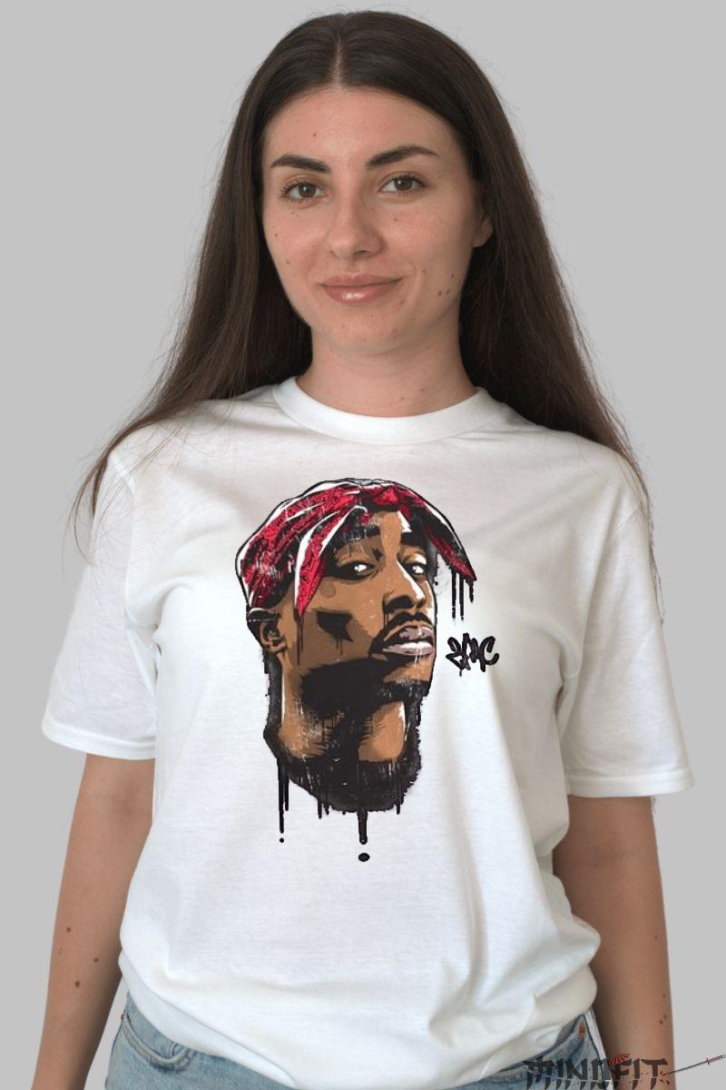 Tricou tupac real vision dama alb fata
