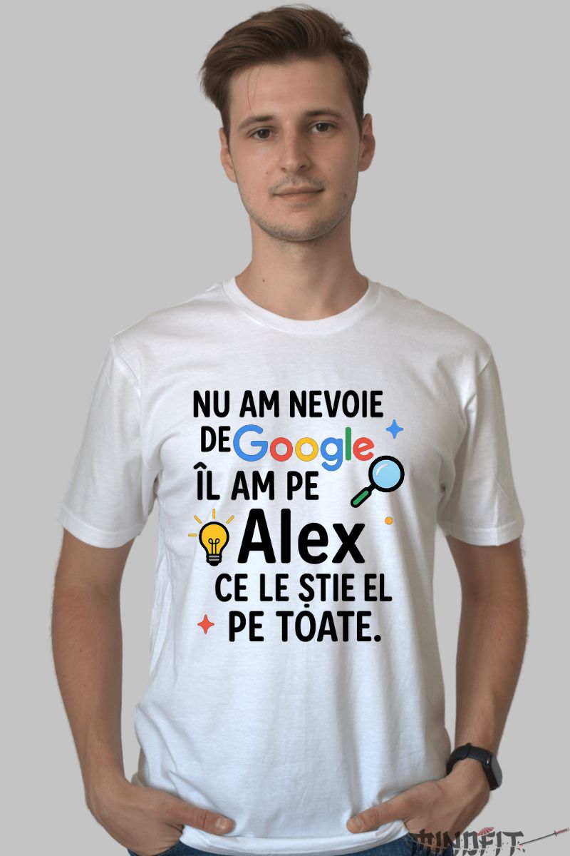 Tricou Amuzant Cu Nume ”Google” barbat alb