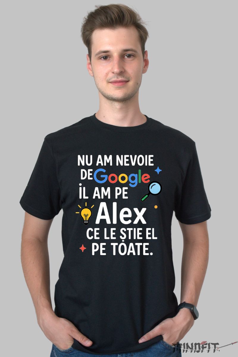 Tricou Amuzant Cu Nume ”Google” barbat negru