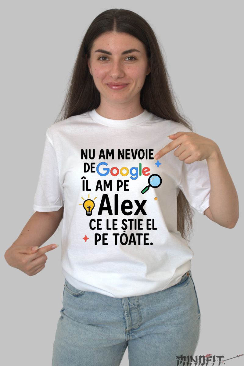 Tricou Amuzant Cu Nume ”Google” dama alb