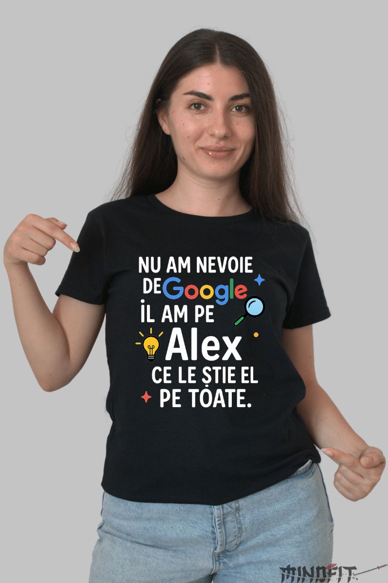 Tricou Amuzant Cu Nume ”Google” dama negru