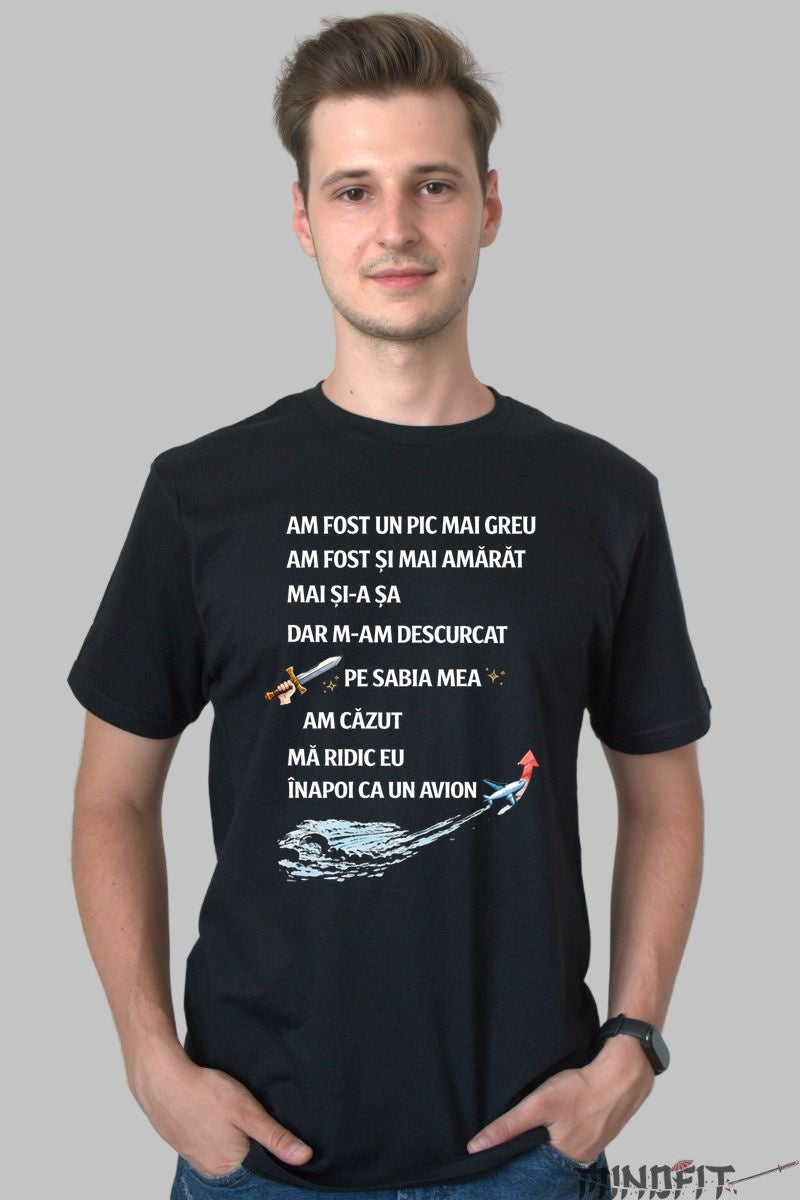 Tricou Amuzant M-am Descurcat Pe Sabia Mea baiat negru