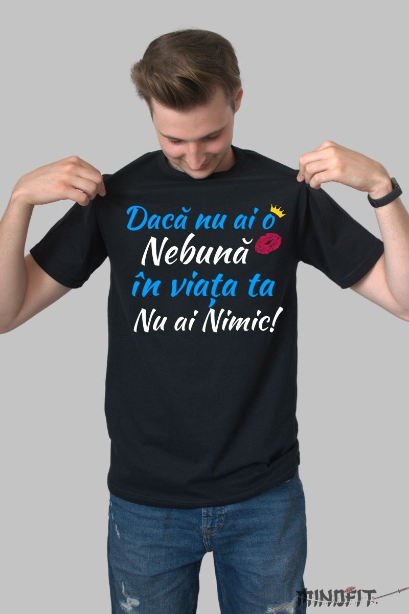 Tricou Amuzant Nebun si Nebuna barbat negru