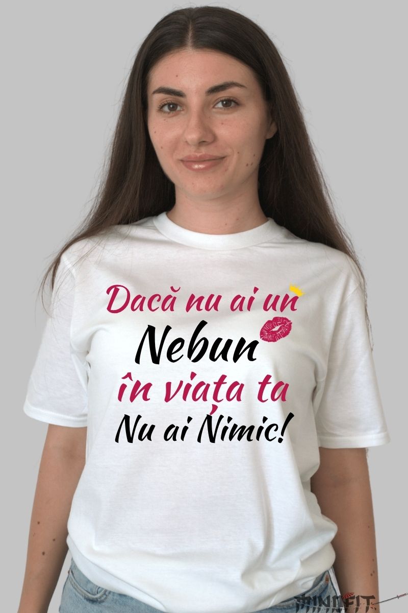 Tricou Amuzant Nebun si Nebuna dama alb