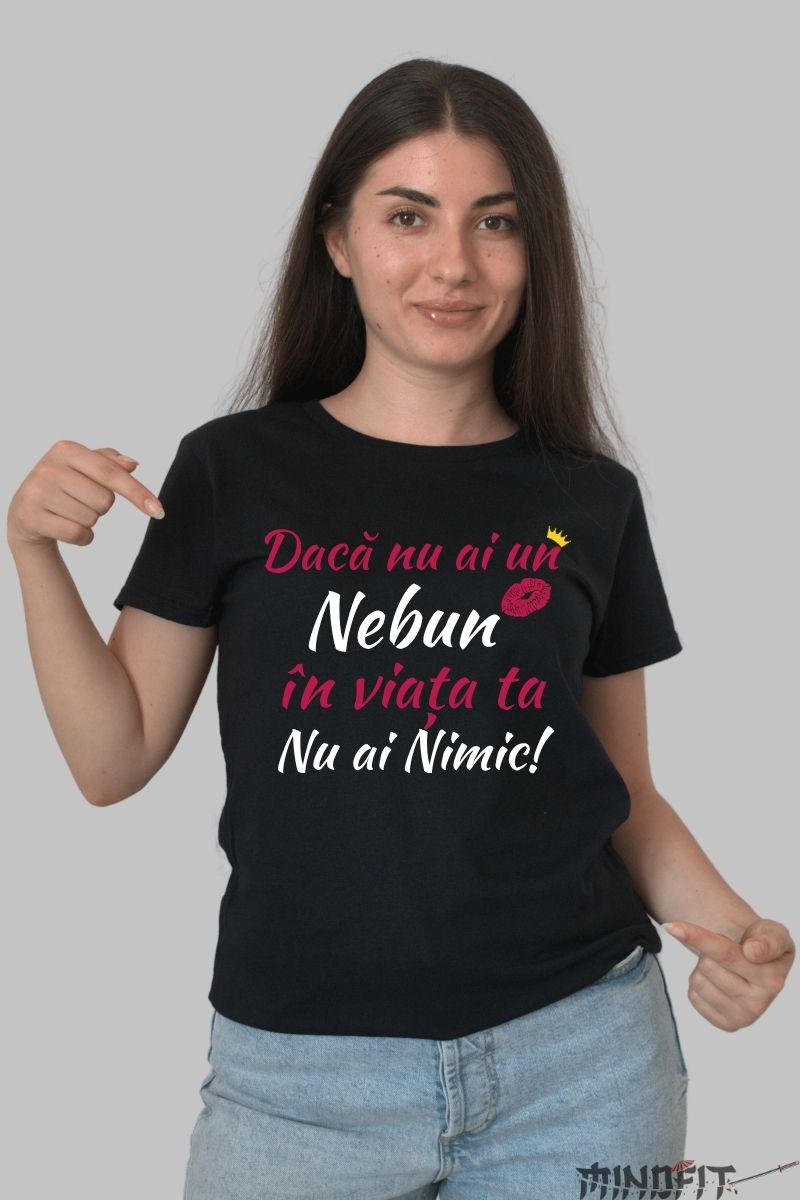 Tricou Amuzant Nebun si Nebuna dama negru