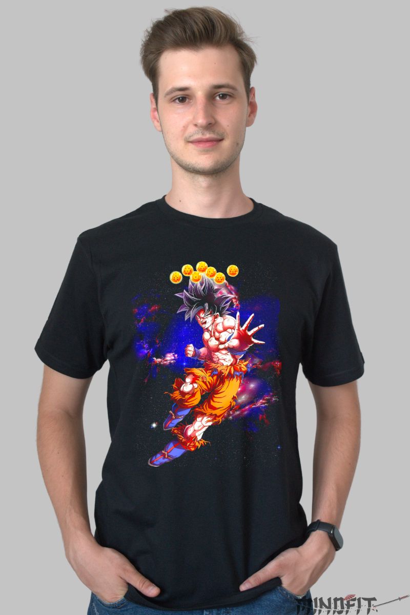 Tricou Anime Dragon Ball – Goku Cosmic Power negru barbat