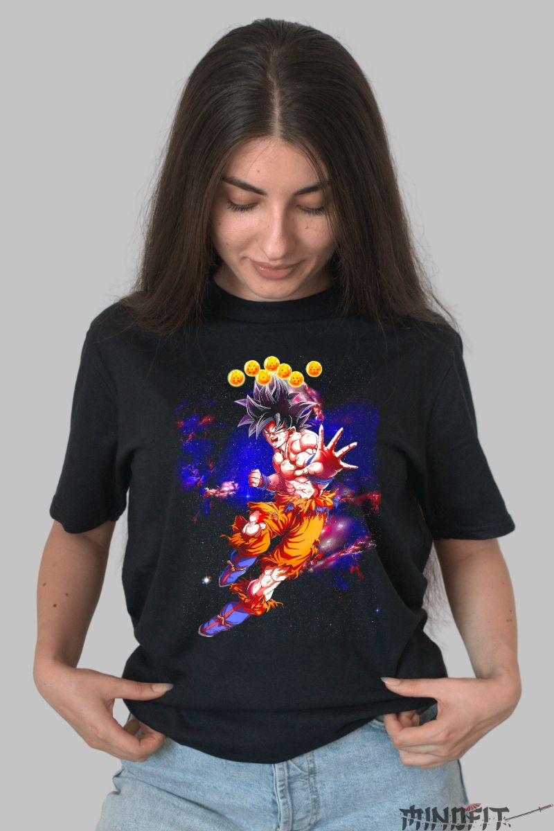 Tricou Anime Dragon Ball – Goku Cosmic Power negru dama