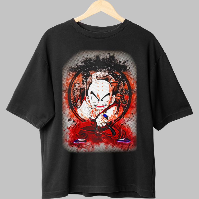 Tricou Anime Dragon Ball – Krillin Ready to Strike negru