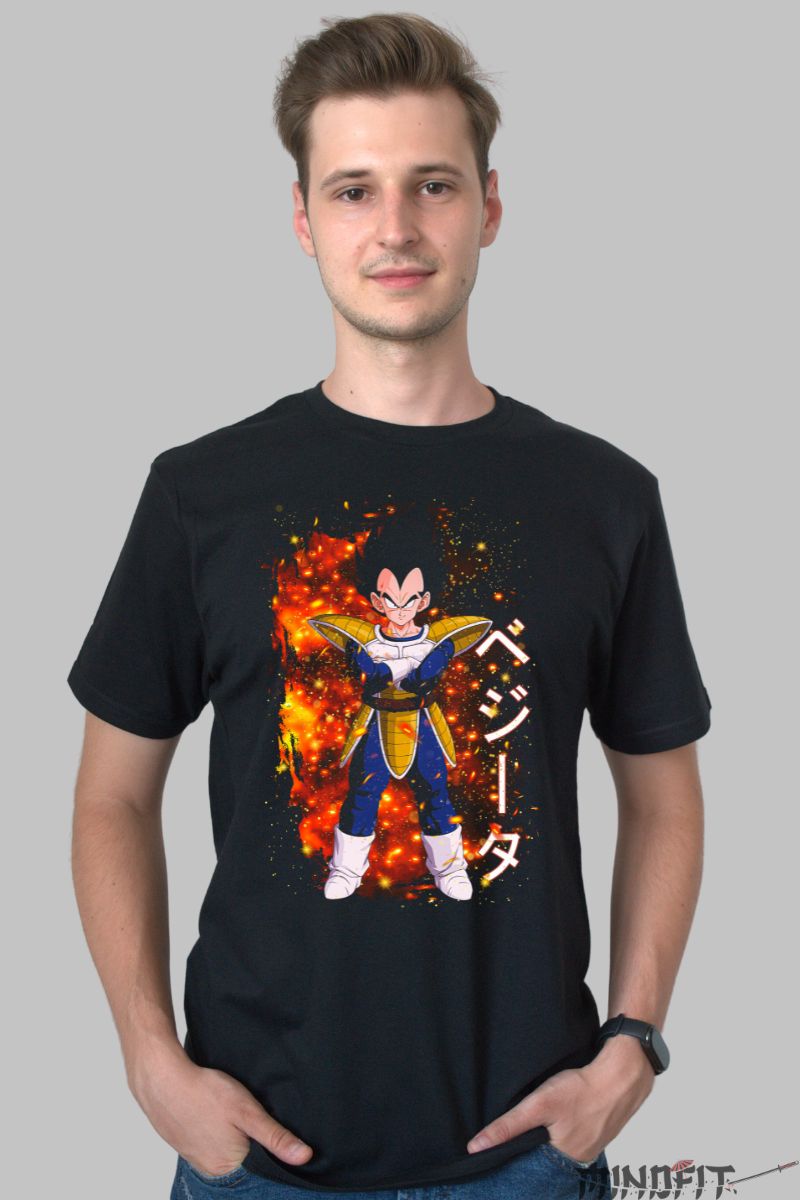 Tricou Anime Dragon Ball – Vegeta Fire Stance barbat negru