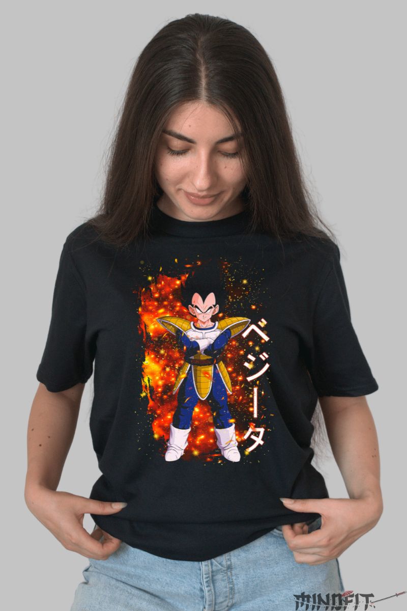 Tricou Anime Dragon Ball – Vegeta Fire Stance dama negru
