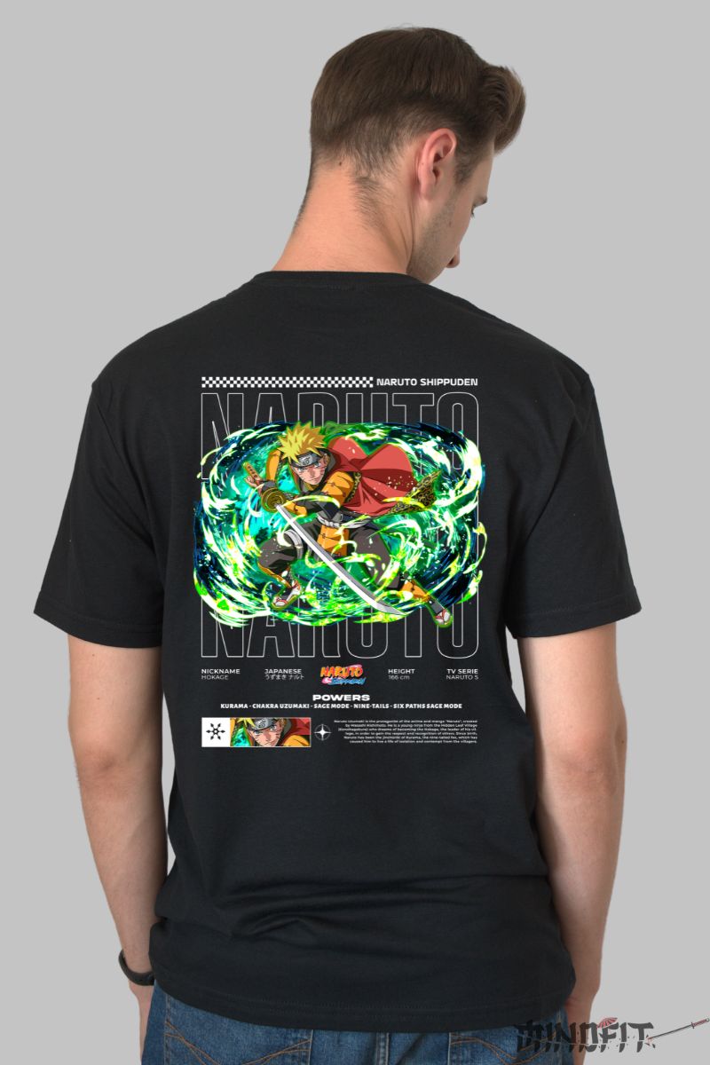 Tricou Anime Naruto Sword V1 barbat negru spate