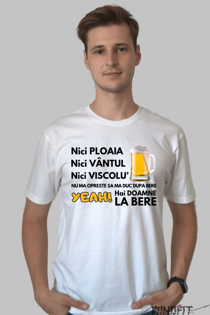 Tricou Cu Bere Viral Barbat Alb