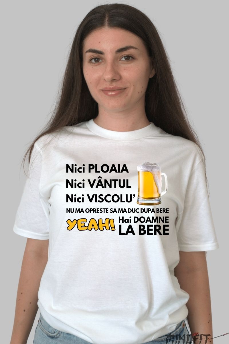 Tricou Cu Bere Viral Dama Alb