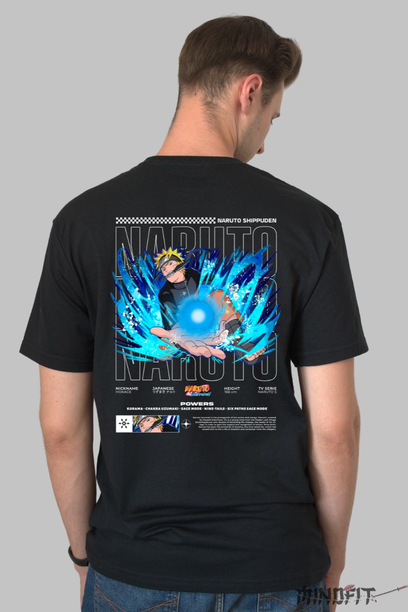 Tricou Naruto Rasengan barbat negru spate
