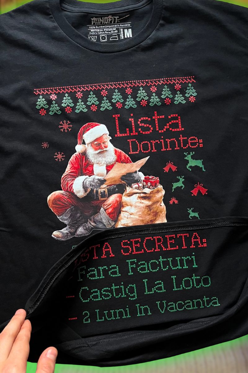Tricou Personalizat - Lista Secretă A Moșului Negru