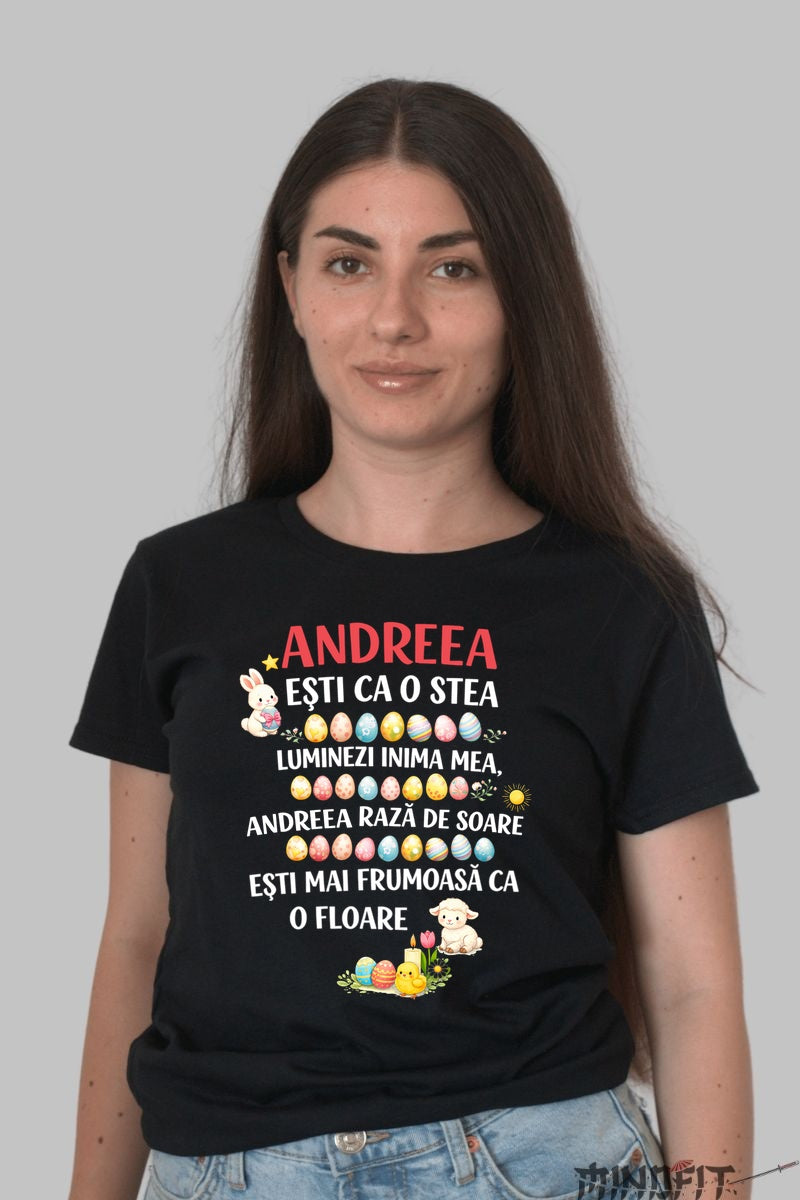 Tricou Personalizat Cu Nume Esti Ca O Stea dama negru