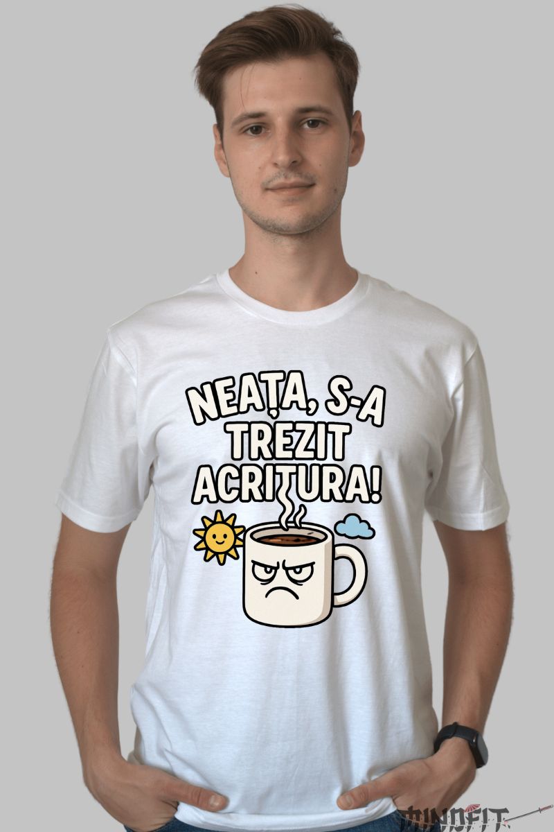 Tricou cu Mesaje Haioase "Acritura" barbat alb