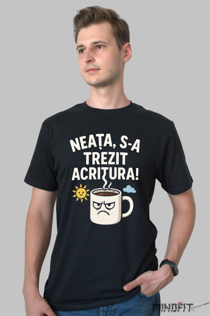 Tricou cu Mesaje Haioase "Acritura" barbat negru
