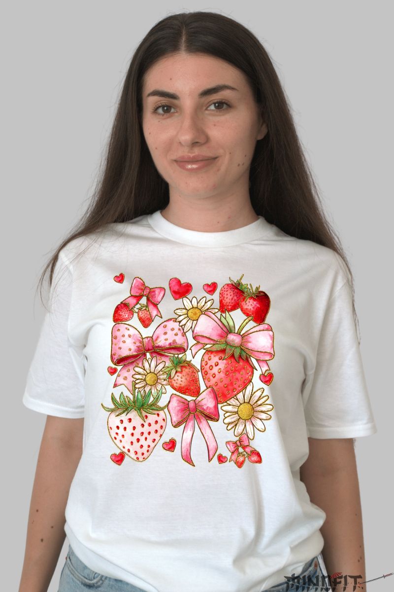 Tricou de vara – Capsuni si Fundite dama alb