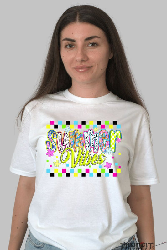 Tricou de vara – Summer Vibes Neon dama alb