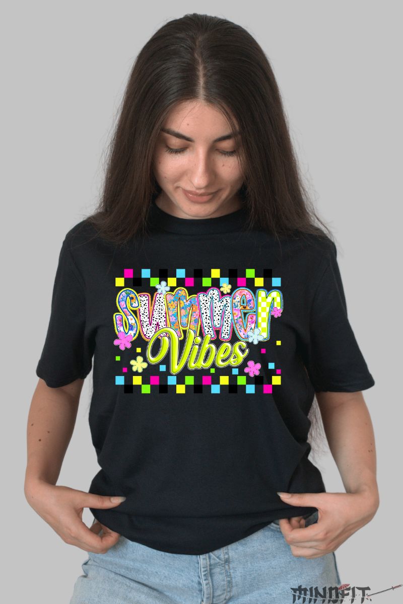 Tricou de vara – Summer Vibes Neon dama negru