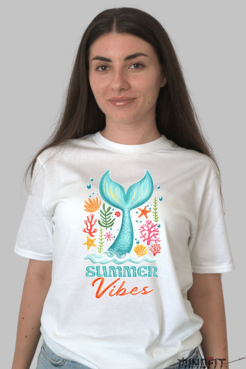 Tricou de vara – Summer Vibes Sirena dama alb
