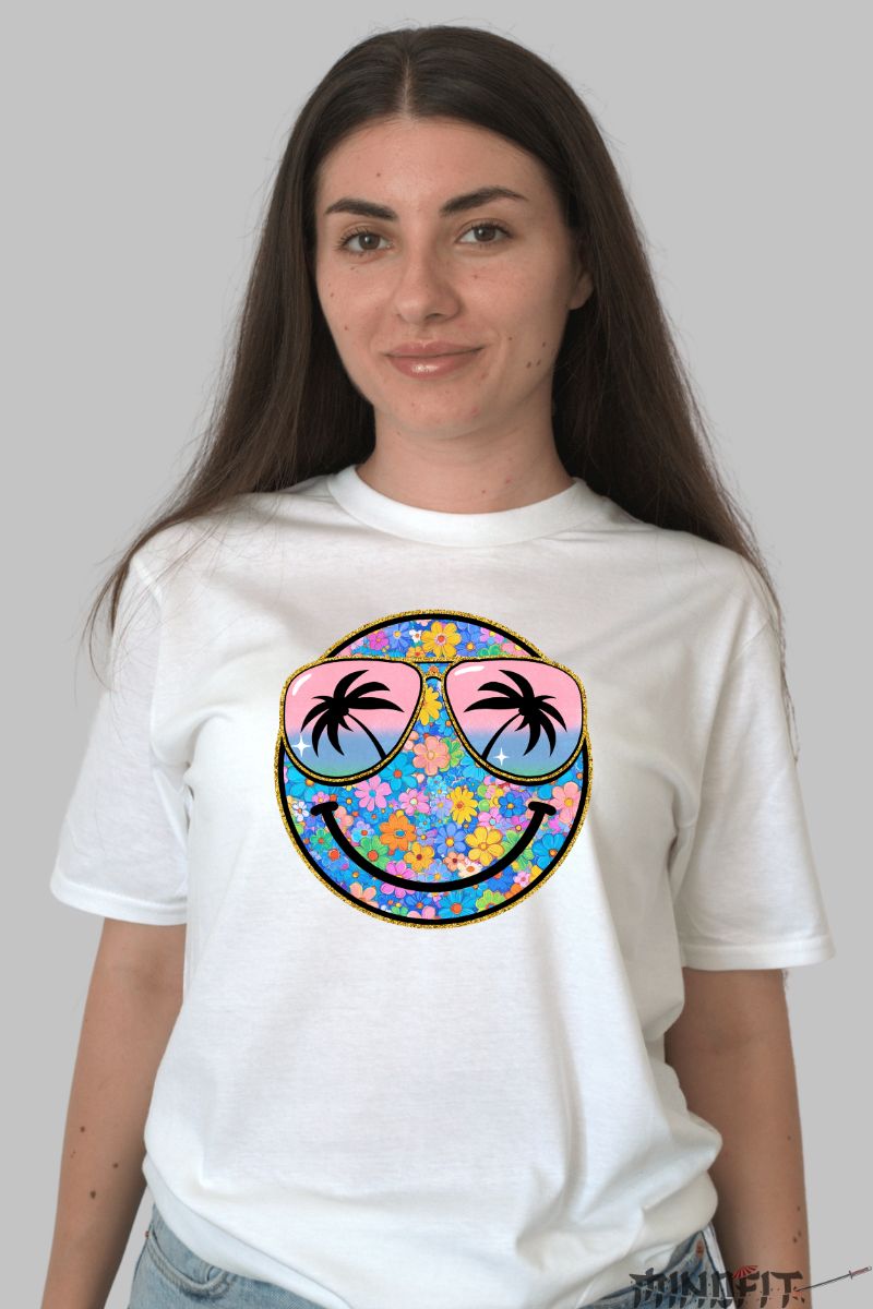 Tricou de vara – Zambet Tropical dama alb