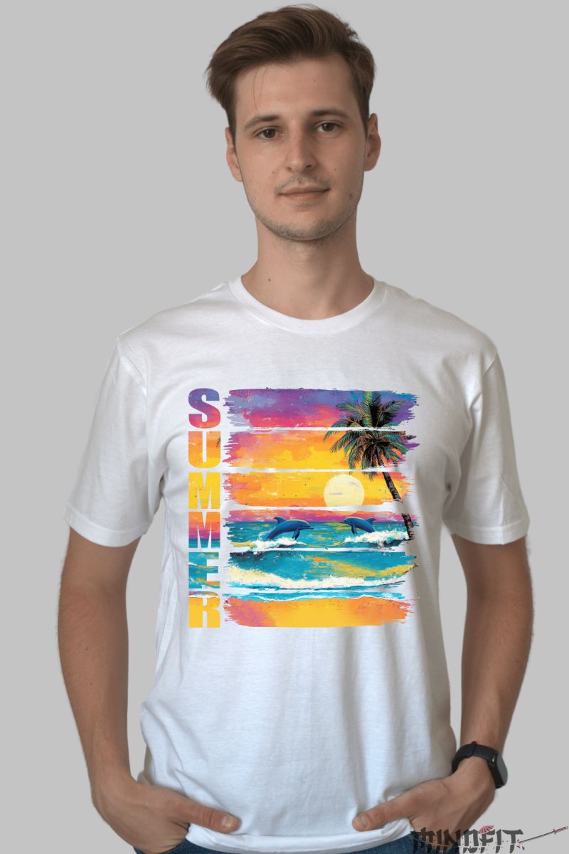 Tricou vara – Delfini la Apus barbat alb