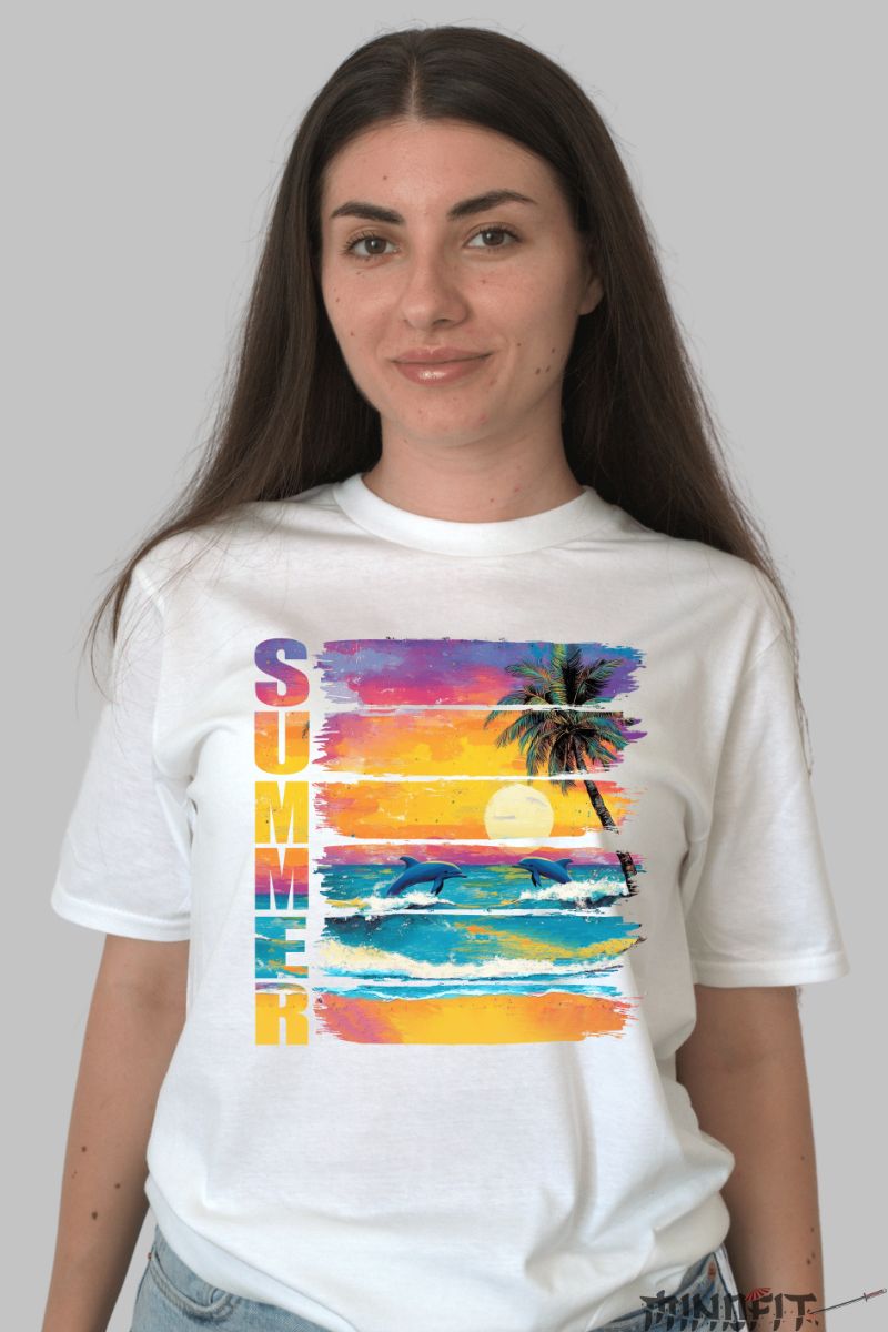 Tricou vara – Delfini la Apus dama alb