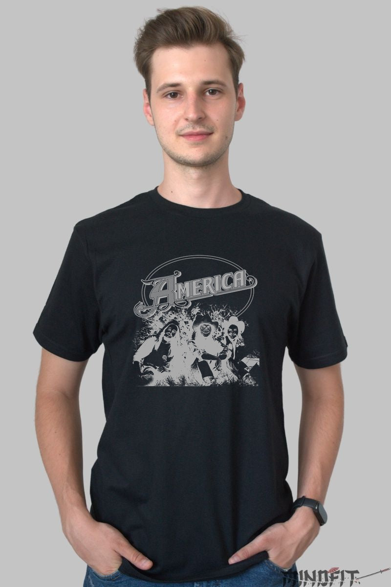 Tricou America Legend - Black & White Retro Vibe barbat negru