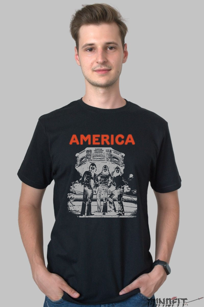 Tricou America Live Tour - Stil Retro Urban barbat negru