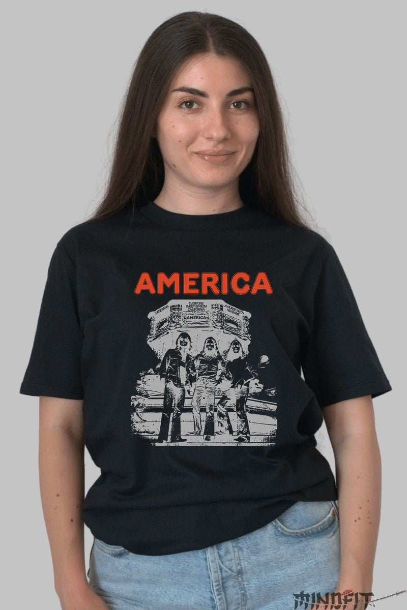 Tricou America Live Tour - Stil Retro Urban dama negru
