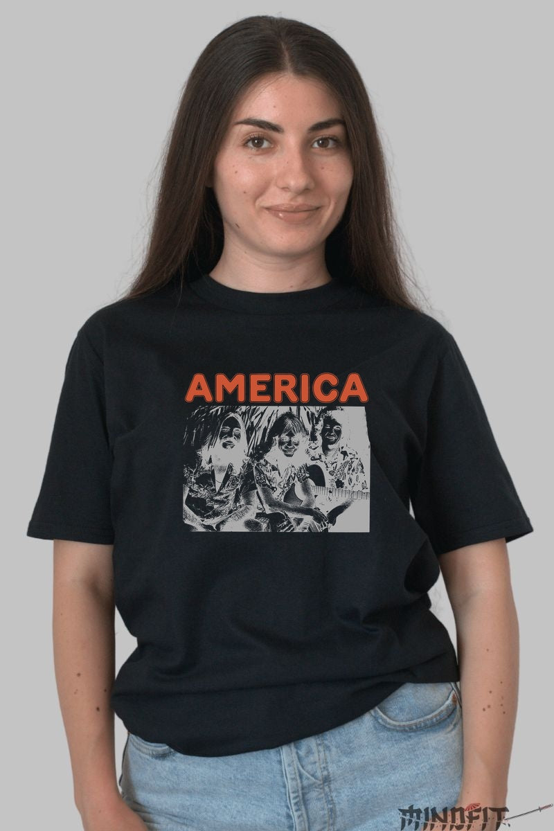 Tricou America - Retro Negativ Vibe dama negru