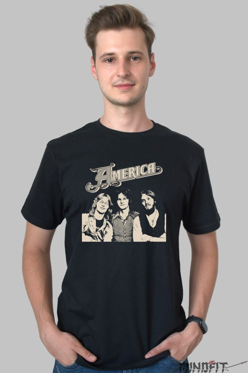 Tricou America - Trio Vintage Legend barbat negru