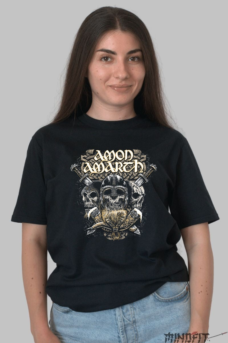 Tricou Amon Amarth - Viking Skull Legacy dama negru