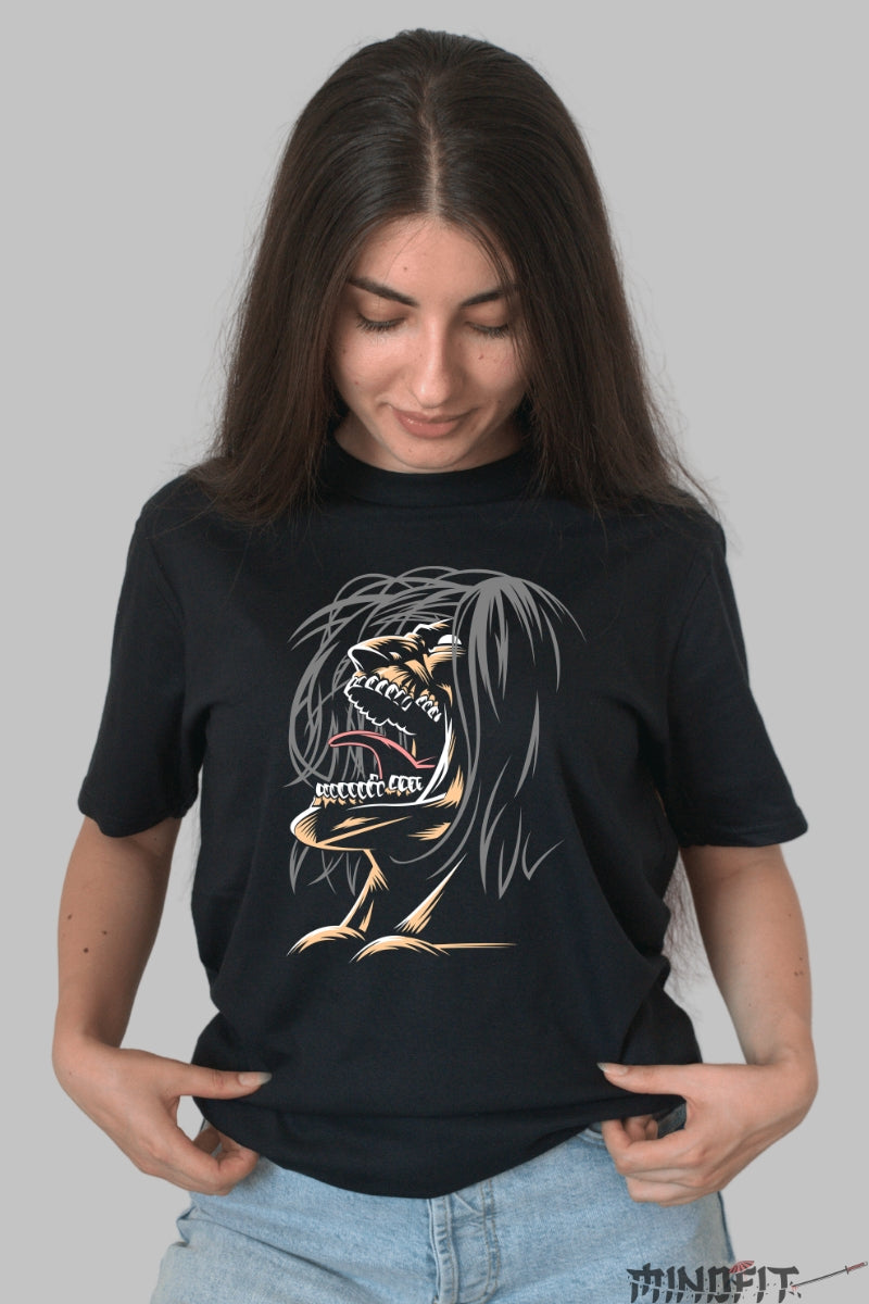 Tricou Anime Attack on Titan - Titanul Furiei Eliberate Dama Negru
