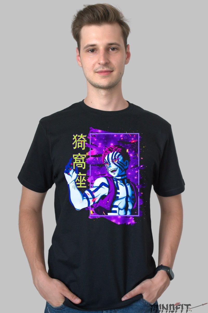 Tricou Anime Demon Slayer - Akaza Demon Form Aura barbat negru