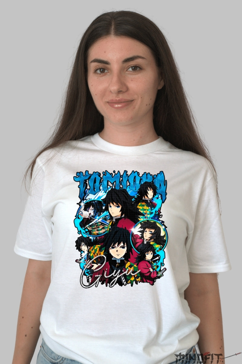 Tricou Anime Demon Slayer - Giyu Tomioka Stil Resemnare dama alb