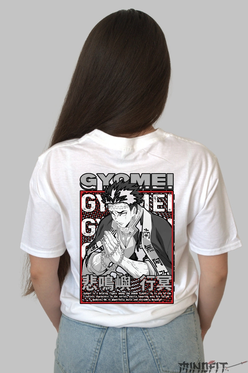 Tricou Anime Demon Slayer - Gyomei Hashira Zen Dama alb