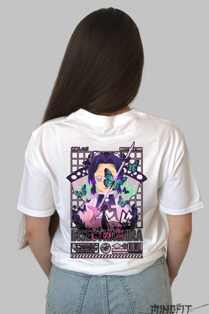 Tricou Anime Demon Slayer - Insect Hashira Dama alb
