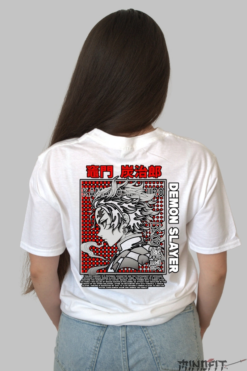 Tricou Anime Demon Slayer - Kamado Focused Dama alb
